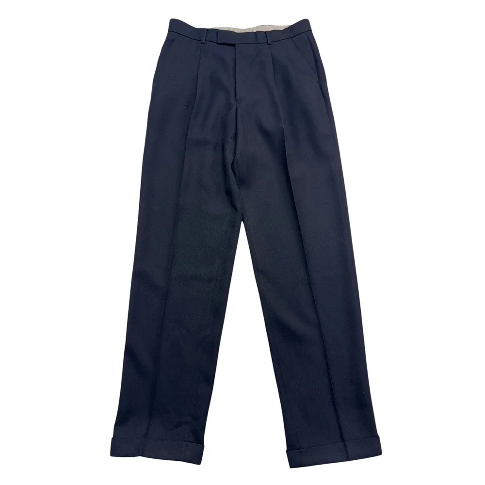 vtg 90s Alexandre London 32x32 Black Dress Pants Trousers Pleated Wool High Rise